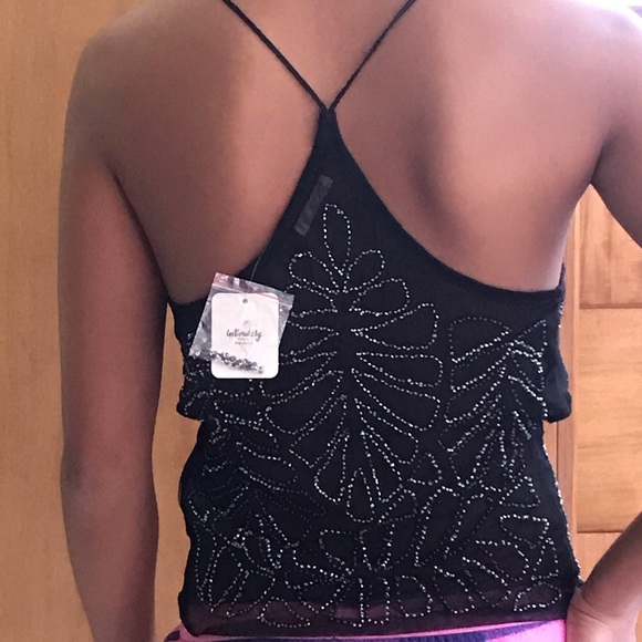 Free People Sm Beaded Sheer Black Racerback Cami - Picture 6 of 16
